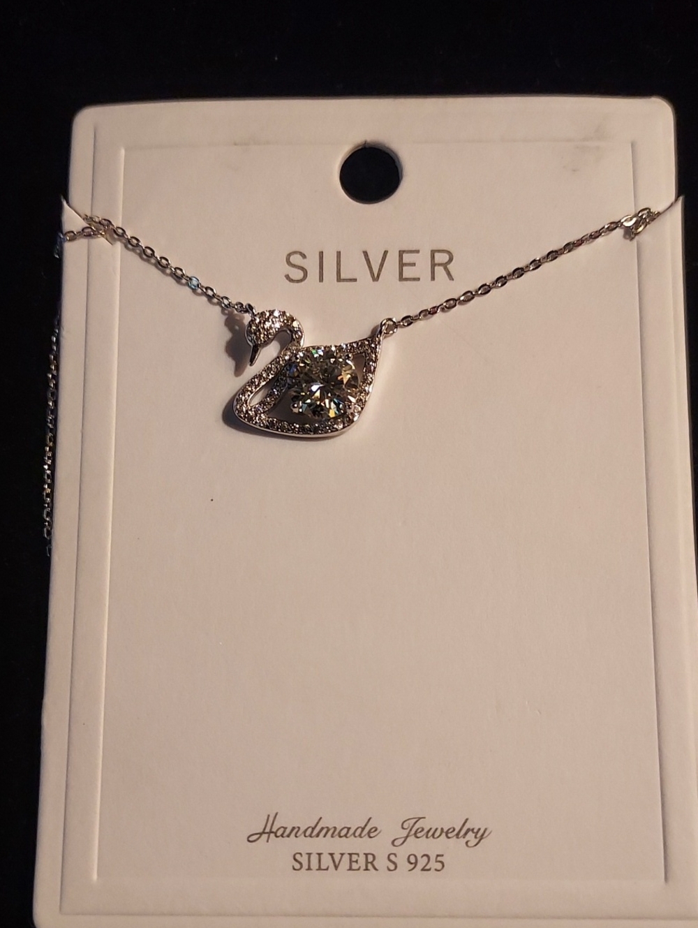 Sterling Silver Moissanite Swan Pendant Necklace - 18 Inch